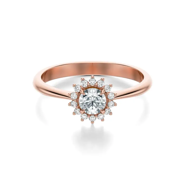 Pierścionek z różowego złota z diamentami